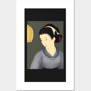 Ukiyo-e Japanese Art - Woman by a Lantern Posters and Art